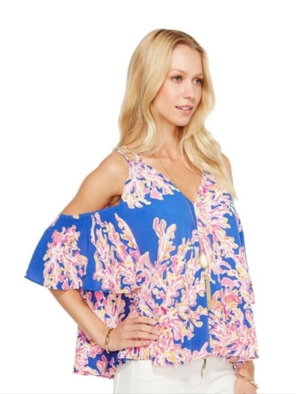 Lilly Pulitzer Bellamie Top in "Brilliant Blue It's Eelectric." Size small.